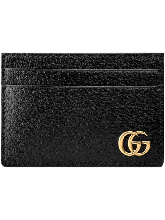 GG Marmont Leather Card Wallet Black - GUCCI - BALAAN 1