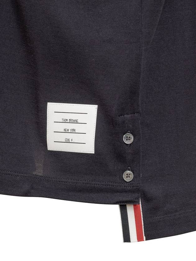 Lightweight Cotton Short Sleeve Polo Shirt Navy - THOM BROWNE - BALAAN 4