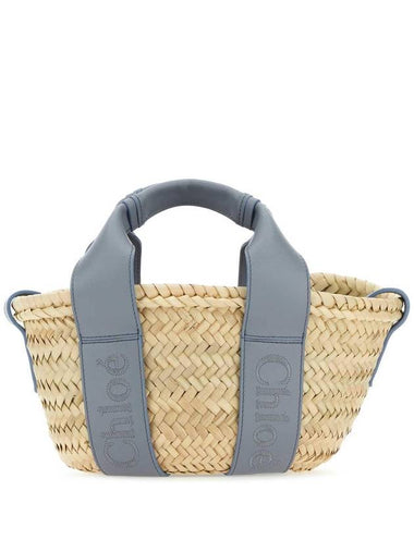 Sense Small Raffia Tote Bag Beige Blue - CHLOE - BALAAN 1