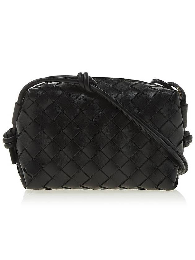 Intrecciato Loop Small Leather Cross Bag Black - BOTTEGA VENETA - BALAAN 4