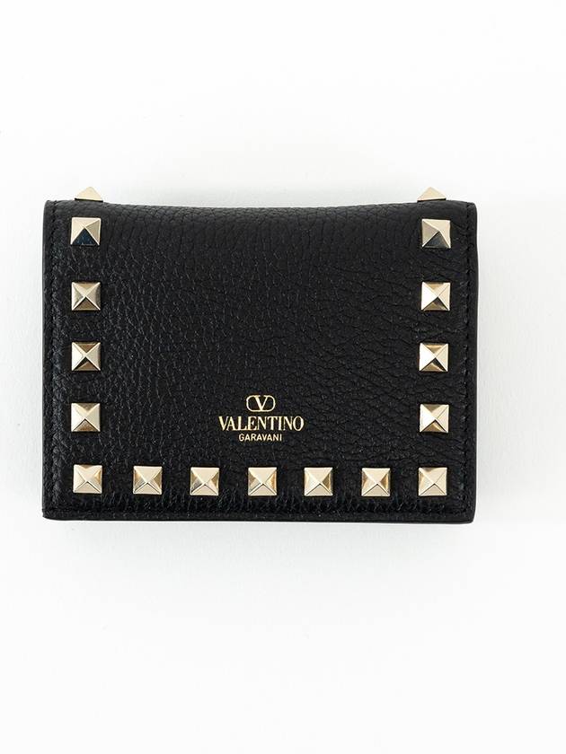 Rockstud Logo Half Wallet Black - VALENTINO - BALAAN 2