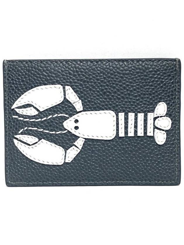 Lobster Pebble Grain Leather Card Wallet Dark Grey - THOM BROWNE - BALAAN 4