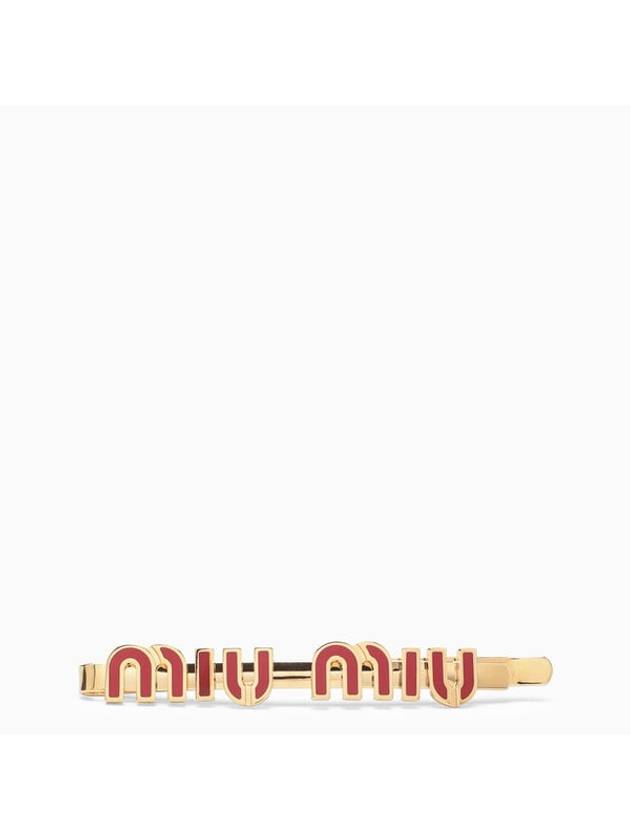 Enamel Metal Hair Clip Gold Red - MIU MIU - BALAAN 1