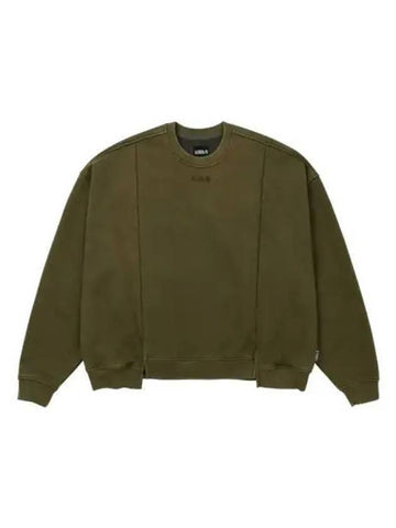 Two fold wide washed crew neck khaki - AJOBYAJO - BALAAN 1