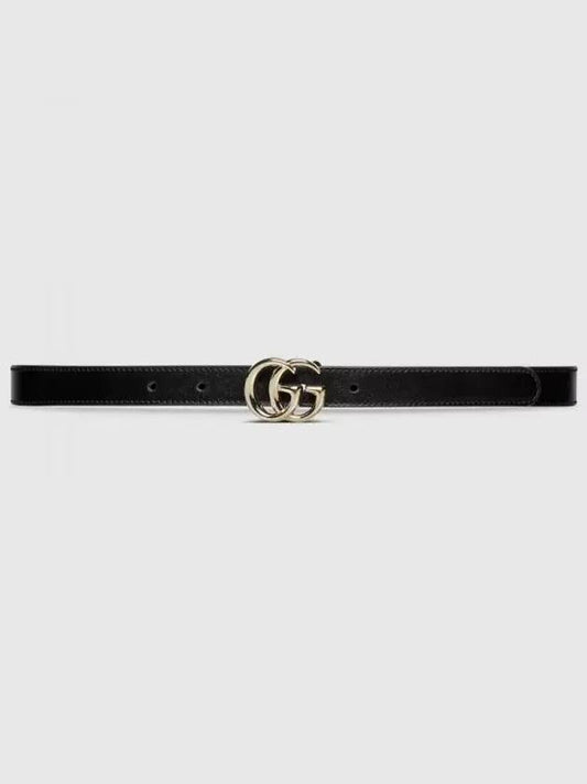 GG Marmont Thin Leather Belt Black - GUCCI - BALAAN 2