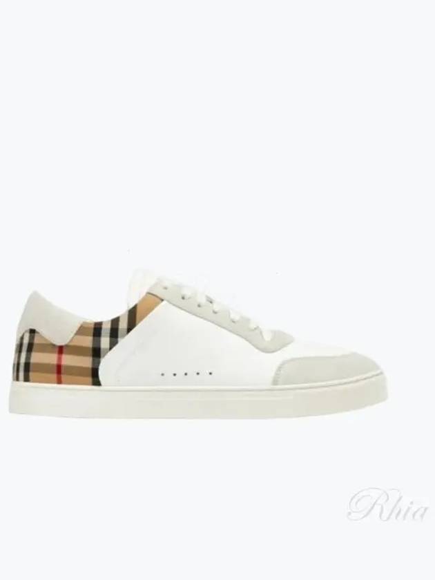 Check Leather Suede Sneakers Natural White Archive Beige - BURBERRY - BALAAN 2