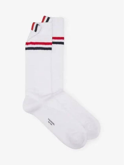 Athletic Striped Ribbed Cotton Socks White - THOM BROWNE - BALAAN 2