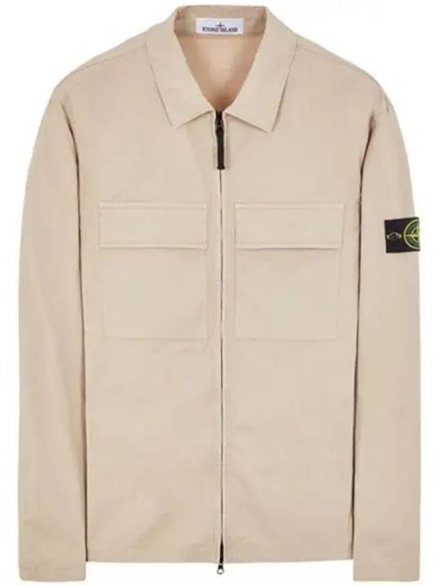 Wappen Patch Double Pocket Cotton Zip-Up Jacket Beige - STONE ISLAND - BALAAN 2