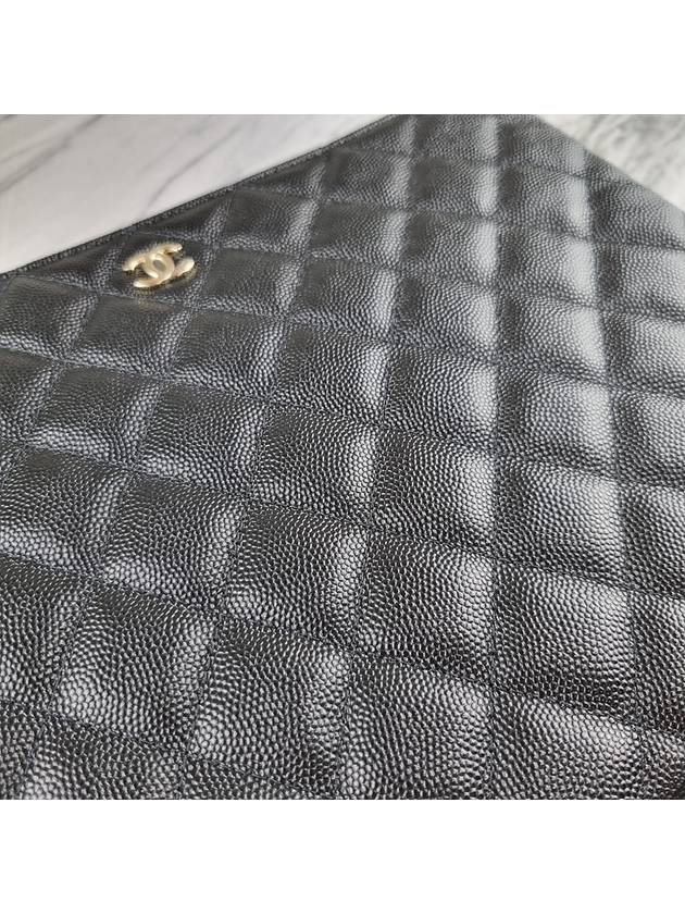 Medium Classic Clutch Bag Caviar Leather & Gold Black - CHANEL - BALAAN 6