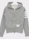 Engineered 4-Bar Stripe Loopback Jersey Knit Zip Up Hoodie Light Grey - THOM BROWNE - BALAAN 4