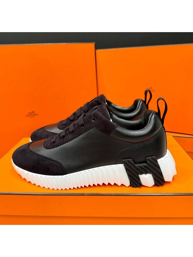 Women's Bouncing Sneakers Goatskin Black Leather H Black Logo - HERMES - BALAAN 2