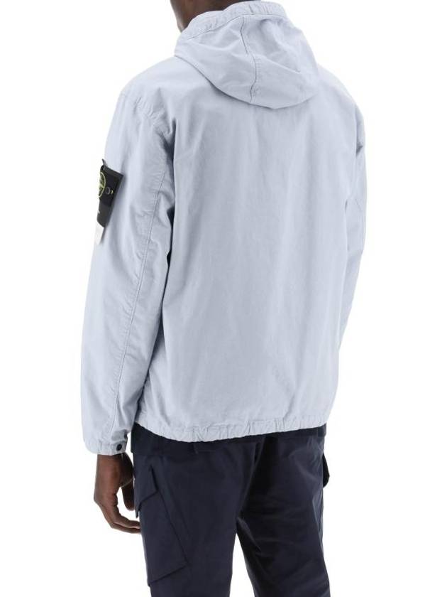 Cotton Twill Stretch Hooded Jacket Blue - STONE ISLAND - BALAAN 4