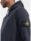 Wappen Patch Cotton Fleece Hoodie Navy - STONE ISLAND - BALAAN 7