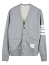 Classic V-Neck 4 Bar Stripe Cardigan Light Grey - THOM BROWNE - BALAAN 2