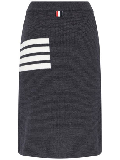 Women's Fine Merino Wool 4 Bar Stitch Pencil Skirt Dark Grey - THOM BROWNE - BALAAN 2