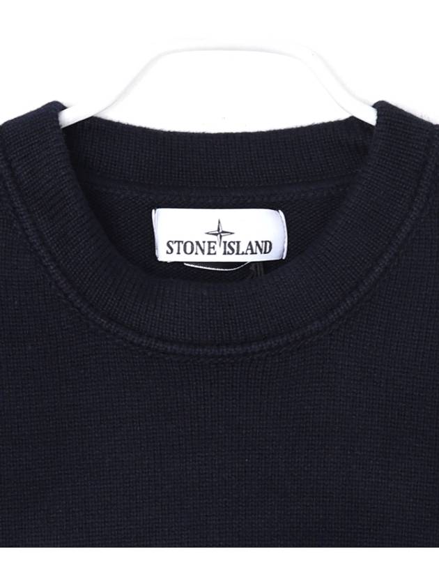 Logo Patch Knit Top Navy - STONE ISLAND - BALAAN 4