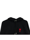 Heart Embroidered Logo Organic Cotton Hoodie Black - AMI - BALAAN 5