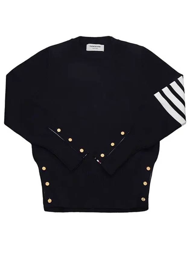 4-Bar Milano Stitch Crew Neck Knit Top Navy - THOM BROWNE - BALAAN 3