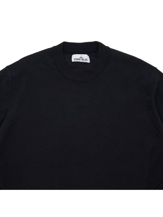 Soft Cotton Crewneck Knit Top Black - STONE ISLAND - BALAAN 4