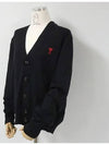 Red Heart Logo Merino Wool Cardigan Black - AMI - BALAAN 3