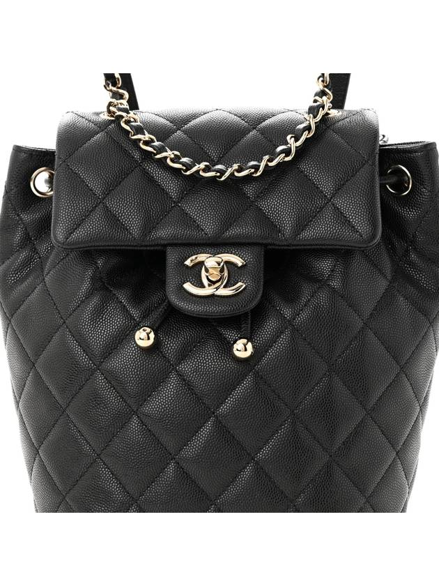 Shiny Grained Calfskin Gold Metal Backpack Black - CHANEL - BALAAN 7