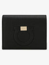 Gancini Logo Half Wallet Black - SALVATORE FERRAGAMO - BALAAN 3