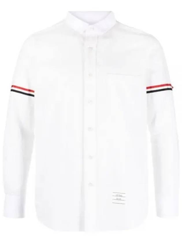 Armband Detail Seersucker Long Sleeve Shirt White - THOM BROWNE - BALAAN 2