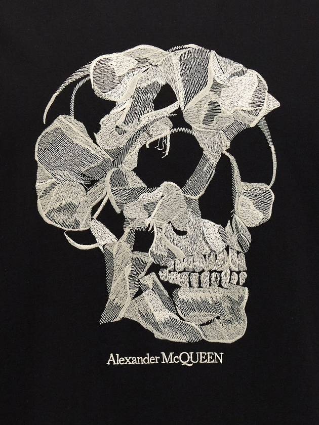 Skull Embroidery Short Sleeve T-Shirt Black - ALEXANDER MCQUEEN - BALAAN 5