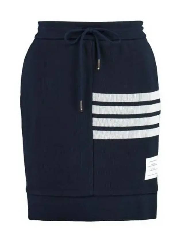 Double Face 4 Bar Knit Mini A Line Skirt Navy - THOM BROWNE - BALAAN 2