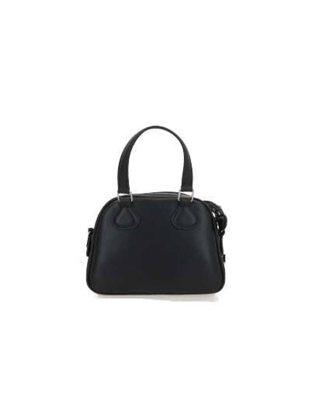 Logo Mini Leather Bowling Tote Bag Black - COURREGES - BALAAN 4