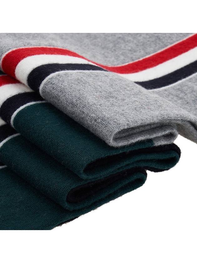 Tri-color Detail Virgin Wool Knit Scarf - THOM BROWNE - BALAAN 6