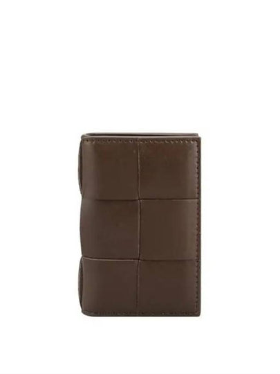 Intrecciato Cassette Leather Flap Card Wallet Brown - BOTTEGA VENETA - BALAAN 2