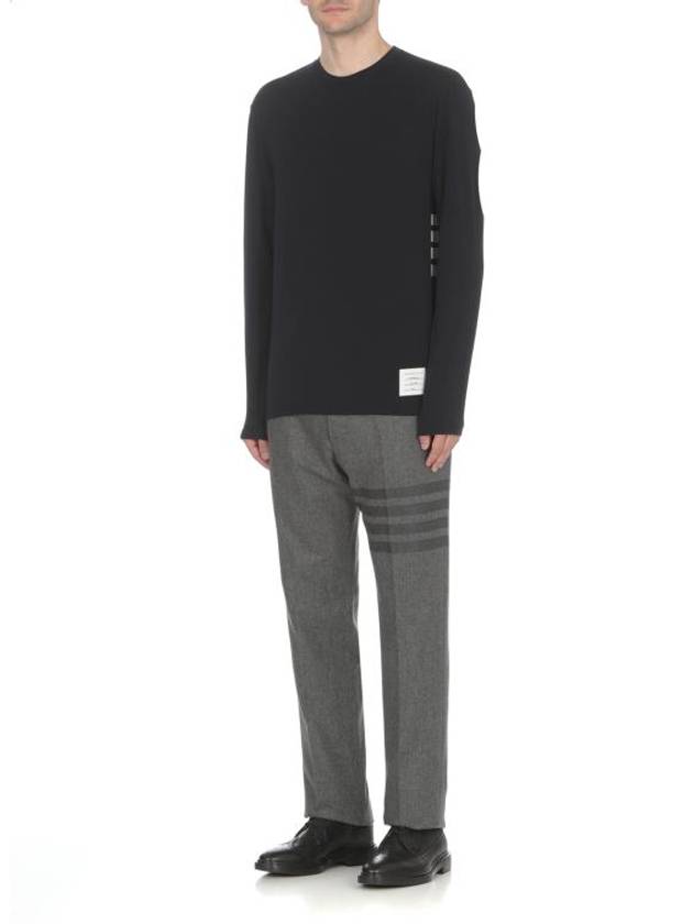 Wool Jersey 4-Bar Long Sleeve T-Shirt Navy - THOM BROWNE - BALAAN 4