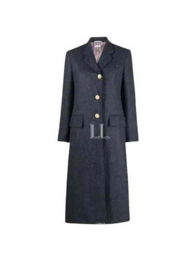 Solid Shetland Wide Lapel Single Coat Blue - THOM BROWNE - BALAAN 2