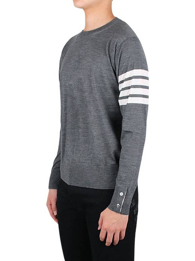 4 Bar Armband Classic Merino Wool Knit Top Medium Grey - THOM BROWNE - BALAAN 4