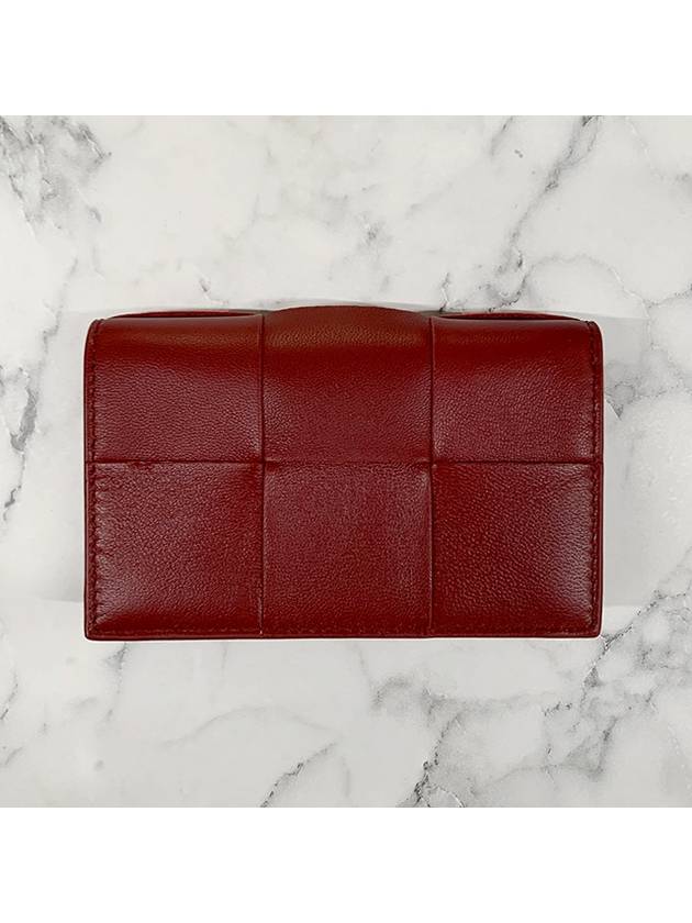 Bottega Veneta Cassette Business Card Case Dark Red Bliss Washed 651396VCQC96342 - BOTTEGA VENETA - BALAAN 5