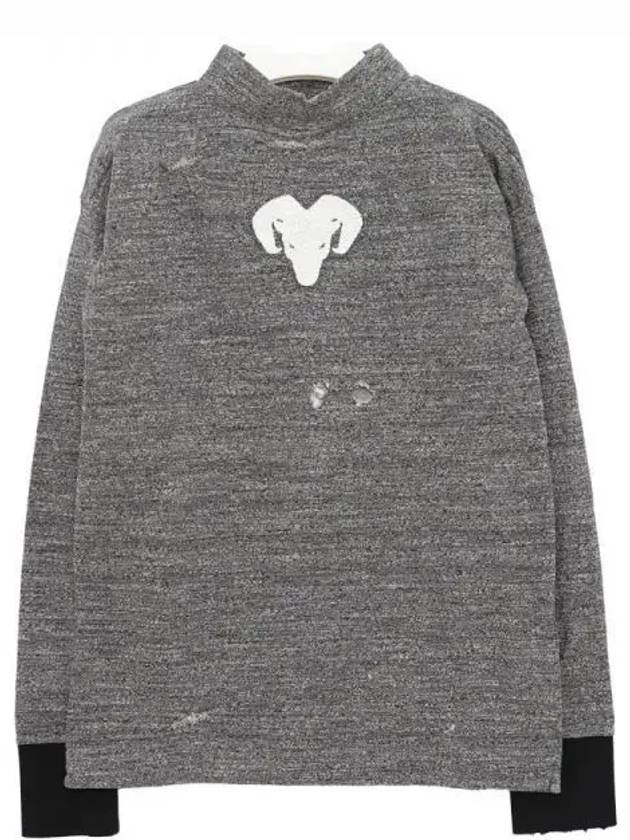 Mock Neck Printed Cotton Long Sleeve T-shirt Grey - MAISON MARGIELA - BALAAN 2