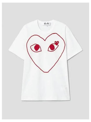 Unisex Red Heart Waffen Line T Shirt White Domestic Product GM0024042382908 - COMME DES GARCONS PLAY - BALAAN 1