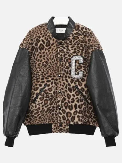 Teddy Jacket In Leopard-Print Fleece With Embroidered Patch Guepard - CELINE - BALAAN 2