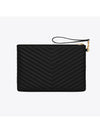 Gold Monogram Cassandre Matelasse Tablet Clutch Bag in Quilted Leather Black - SAINT LAURENT - BALAAN 4