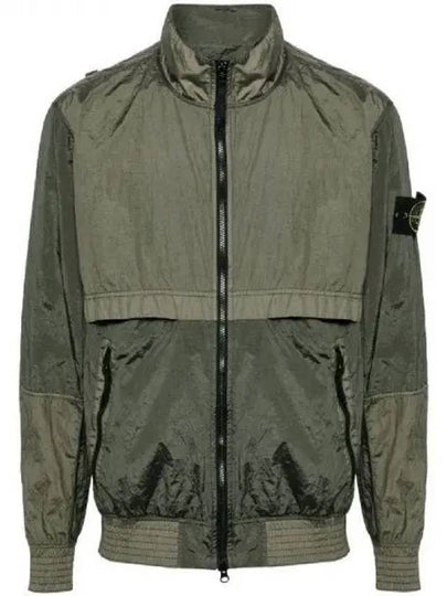 Logo Patch Recycled Nylon Track Jacket Musk Green - STONE ISLAND - BALAAN 2