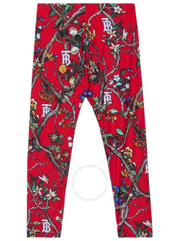 Burberry Girls Bright Red Laurice Monogram Motif Leggings Size 4Y - BURBERRY - BALAAN 1