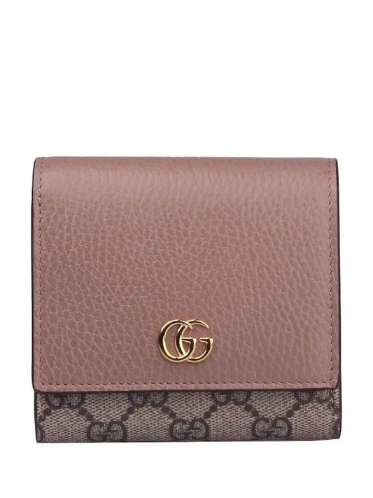 GG Marmont Medium Leather Card Wallet Brown - GUCCI - BALAAN