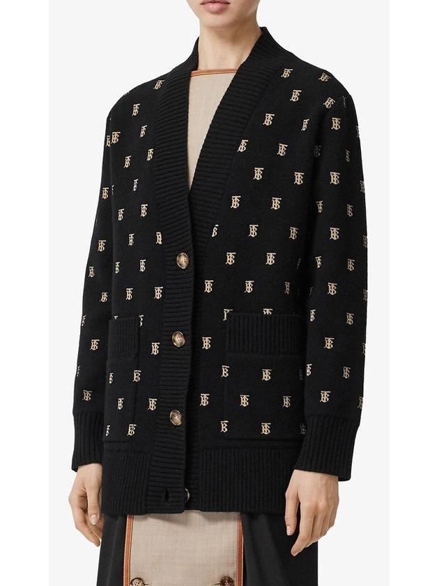 Monogram Wool Cashmere Blend Cardigan Black - BURBERRY - BALAAN 5