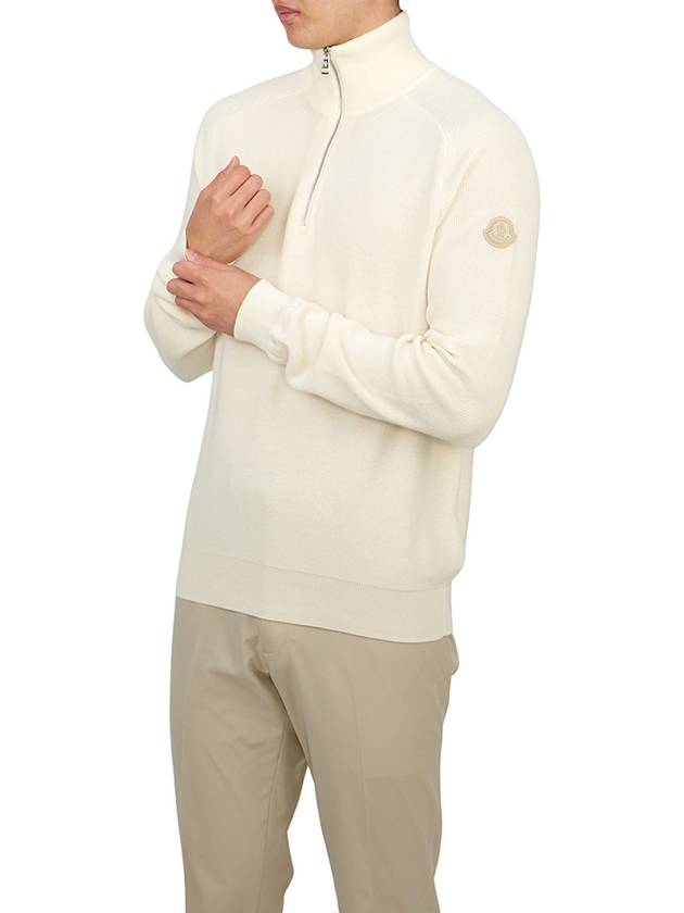 Cotton Cashmere Half Zip Knit Top White - MONCLER - BALAAN 6