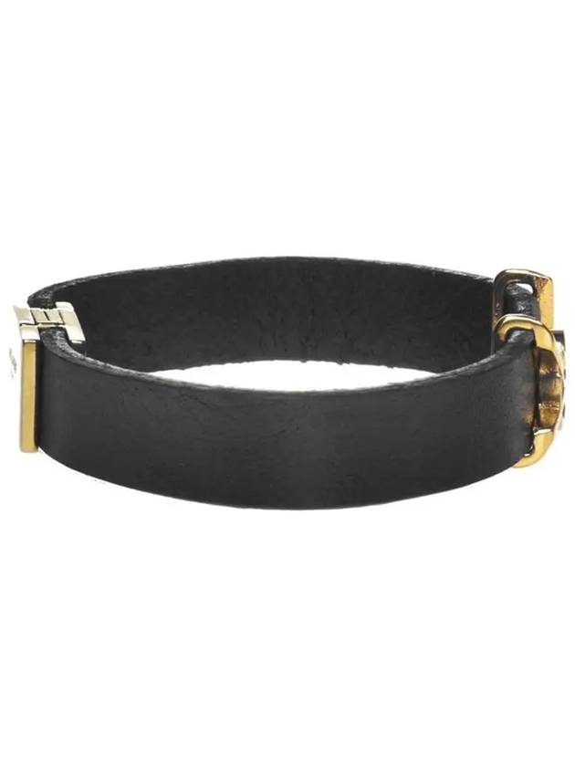 Monogram Opyum Leather Bracelet Black Gold - SAINT LAURENT - BALAAN 4