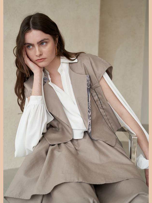 silk color combination linen crop jacket - CAHIERS - BALAAN 1