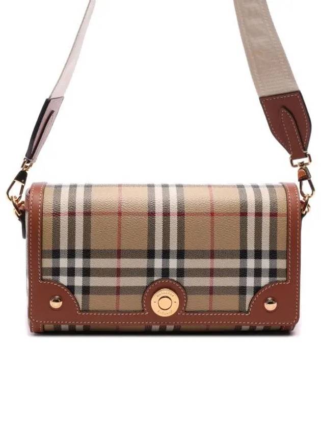 Women's Check Leather Top Handle Shoulder Bag Beige - BURBERRY - BALAAN 2