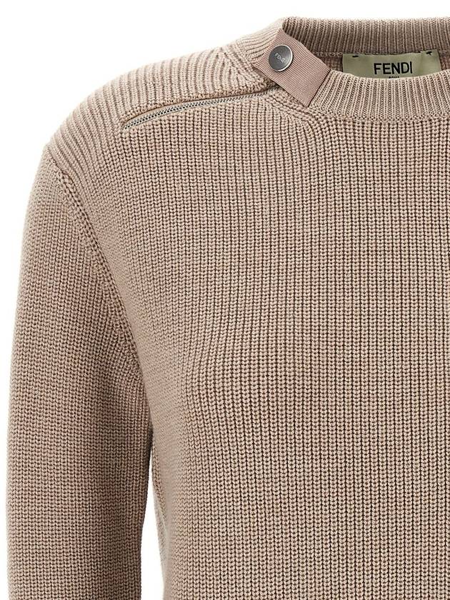 Pocket Wool Sweatshirt Beige - FENDI - BALAAN 5