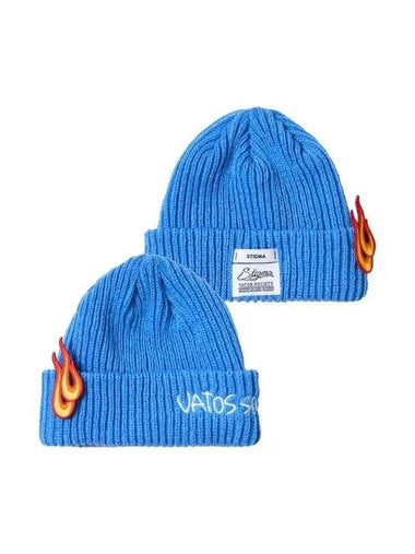 FLAME PATCH EMBROIDERED BEANIE SKY BLUE light blue 271804 - STIGMA - BALAAN 1